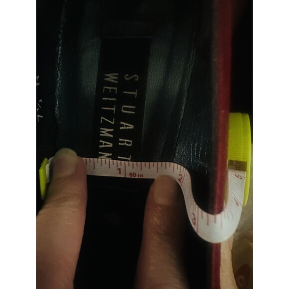 Stuart Weiztman Red Suede Square Toe Heels Pumps Women's‎ Narrow 7.5 N - Picture 13 of 16